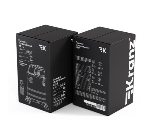 Пылесос строительный KR15 1200Вт 15л 4м Kranz KR-16-1115