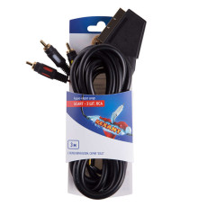 Шнур SCART - 3RCA с переключателем 3м (GOLD) блист. Rexant 06-3071