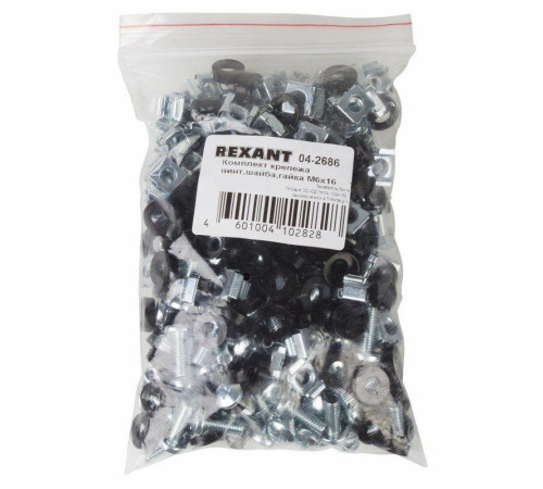 Комплект крепежа винт+шайба+гайка M6x16 (уп.100шт) Rexant 04-2686