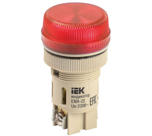 Лампа светосигнальная ENR-22 d22мм 240В красн. цилиндр неон IEK BLS40-ENR-K04