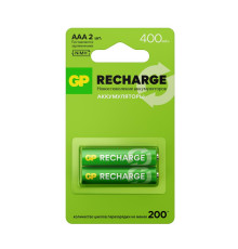 Аккумулятор AAA/HR03 RECHARGE 1.2В 400мА.ч 40AAAHCV-2CRSBC2 16/96 (блист.2шт) GP 20250
