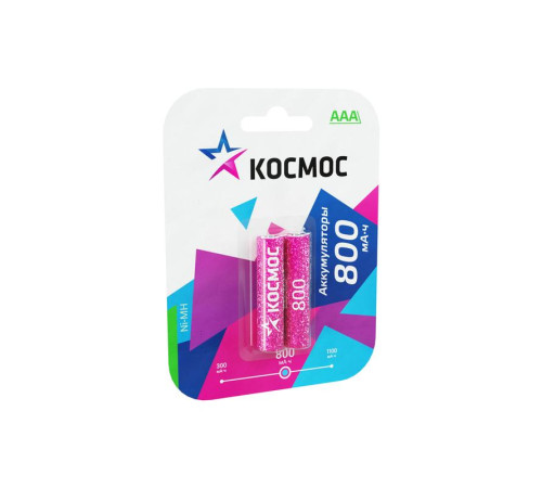 Аккумулятор AAA/LR03 Ni-MH 800мА.ч (блист.2шт) КОСМОС KOCR03NIMH(800MAH)