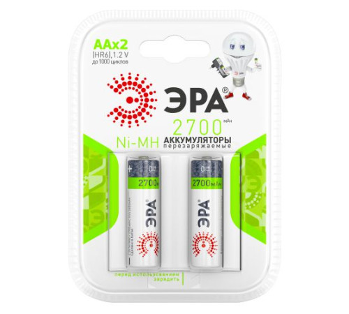Аккумулятор AA/HR6 2700мА.ч HR6-2BL (блист.2шт) Эра C0038458