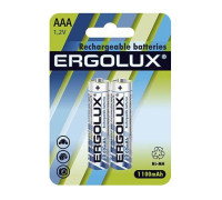 Аккумулятор AAA/HR03 Ni-MH 1.2В 1100мА.ч NHAAA1100BL2 BL-2 металлик (блист.2шт) Ergolux 12446