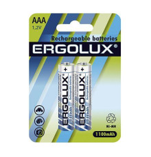 Аккумулятор AAA/HR03 Ni-MH 1.2В 1100мА.ч NHAAA1100BL2 BL-2 металлик (блист.2шт) Ergolux 12446