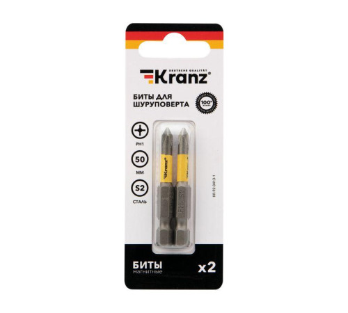 Бита для шуруповерта PH1х50мм (уп.2шт) Kranz KR-92-0413-1
