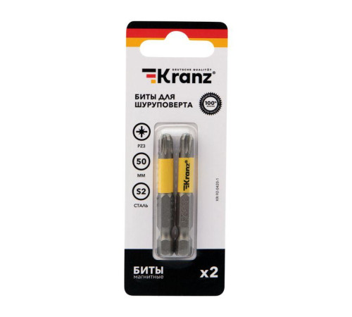 Бита для шуруповерта PZ3х50мм (уп.2шт) Kranz KR-92-0420-1