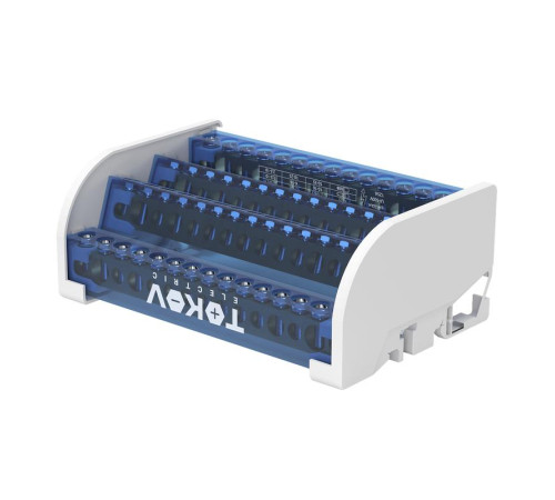 Шина на DIN-рейку в корпусе (кросс-модуль) 4 группы по 15 отверстий 125А TOKOV ELECTRIC TKE-DBTB-125-4-15/3L+PEN