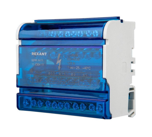 Шина на DIN-рейку в корпусе (кросс-модуль) 4х11 Rexant 11-2304-11