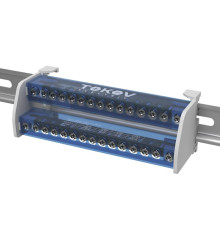 Шина на DIN-рейку в корпусе (кросс-модуль) 2 группы по 15 отверстий 125А TOKOV ELECTRIC TKE-DBTB-125-2-15/L+PEN