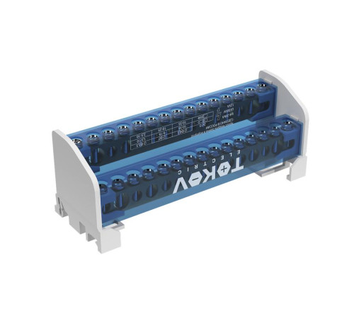 Шина на DIN-рейку в корпусе (кросс-модуль) 2 группы по 15 отверстий 125А TOKOV ELECTRIC TKE-DBTB-125-2-15/L+PEN