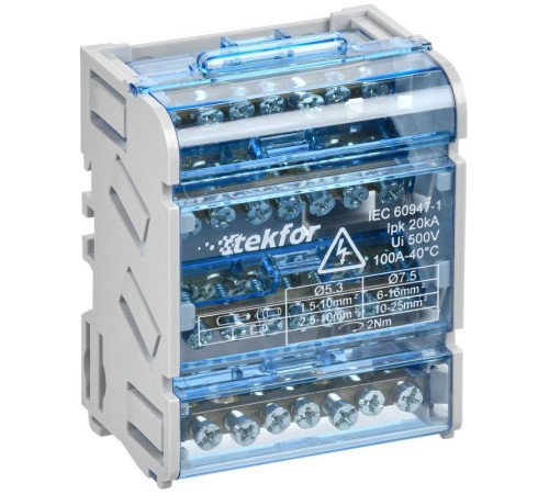 Шины на DIN-рейку (кросс-модуль) ШНК 4х7 3L+PEN TEKFOR IEK TF-DN10-4-07-100