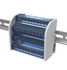 Шина на DIN-рейку в корпусе (кросс-модуль) 4 группы по 11 отверстий 125А TOKOV ELECTRICT KE-DBTB-125-4-11/3L+PEN