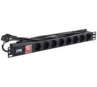 Блок розеток 8 мест PDU (немец. станд.) DIN49440 PH12-8D1 с LED выкл. алюм. профиль1U шнур 2м ITK PH12-8D1