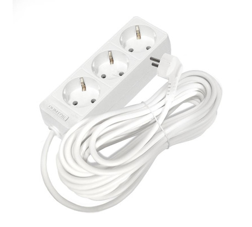 Удлинитель 3х10м с заземл. 16А IP20 3.5кВт ПВС 3х1 бел. DOMTOK 2390