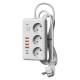 Удлинитель с сетевым фильтром 3х1.5м 10А 4USB + 2USBC 2500Вт ПВС 3х1 прямоуг. бел. КОСМОС FKsm1.5m-3gPF(W)USB