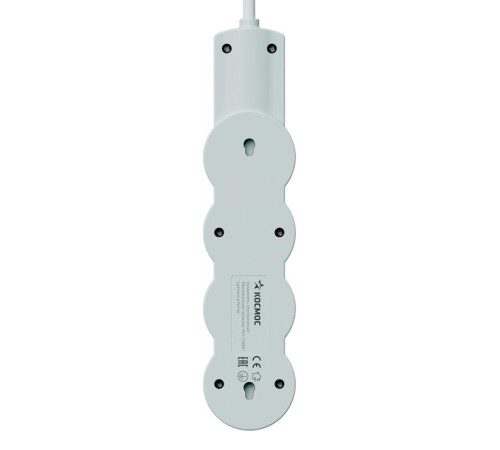 Удлинитель 3х5м с заземл. 10А IP20 USB 2800Вт 220В ПВС 3х1 с выкл. бел. КОСМОС YKsm5m3g-Z-VU10А-W