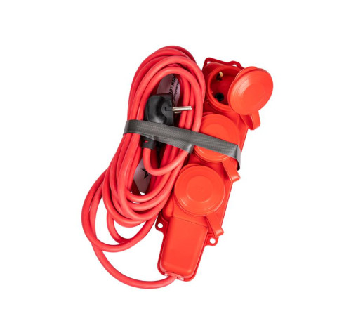 Удлинитель на каучуковой колодке 3х5м 16А 250В 4000Вт IP44 каучук КГ 3х2.5 красн. УХз16 Россия КОСМОС YKsm5m-3g(16A)KG-R
