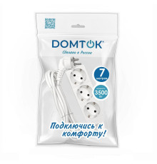 Удлинитель 3х7м с заземл. 16А IP20 3.5кВт ПВС 3х1 бел. DOMTOK 2393