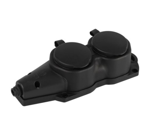 Колодка ЭРА KX-2e-B-IP44 каучуковая с заземлением 2 розетки 16A IP44 черн. Эра Б0068451