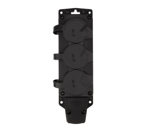 Колодка удлинителя 3-м с заземл. 16А IP54 влагозащ. с защ. крышкой COMPACT каучук черн. Rexant 111-223
