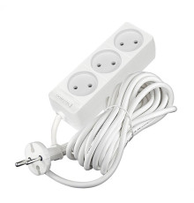 Удлинитель 3х5м без заземл. 10А IP20 2.2кВт ПВС 2х0.75 бел. DOMTOK 2372