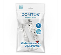 Удлинитель 3х10м с заземл. 16А IP20 3.5кВт ПВС 3х1 с выкл. бел. DOMTOK 2380