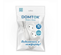 Удлинитель 2х10м без заземл. 10А IP20 2.2кВт ПВС 2х1 бел. DOMTOK 2345