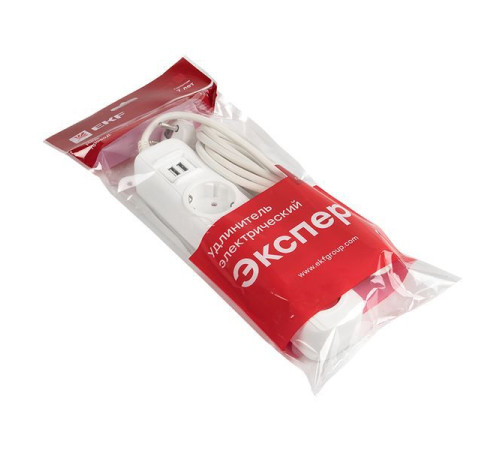 Удлинитель 4х2м 16А IP20 Эксперт 3.5кВт 2хUSB 2.1А ПВС 3х1 PROxima EKF UBA16-2USB-4-02i