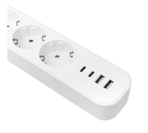 Удлинитель 5х1.5м IP20 2USB 2.4А+2type-C LUX 1.5кв.мм EKF UBA-LUX-515-TC