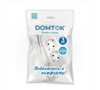 Удлинитель 2х3м с заземл. 16А IP20 3.5кВт ПВС 3х1 бел. DOMTOK 2386