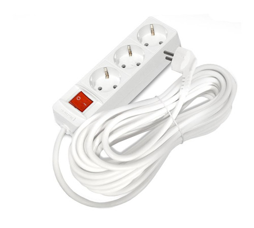 Удлинитель 3х10м с заземл. 16А IP20 3.5кВт ПВС 3х1 с выкл. бел. DOMTOK 2380