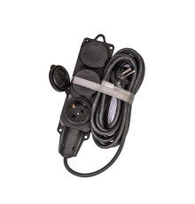 Удлинитель на каучуковой колодке 3х5м 16А 250В 4000Вт IP44 каучук КГ 3х2.5 черн. УХз16 Россия КОСМОС YKsm5m-3g(16A)KG-B