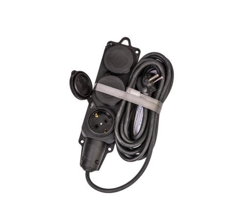 Удлинитель на каучуковой колодке 3х5м 16А 250В 4000Вт IP44 каучук КГ 3х2.5 черн. УХз16 Россия КОСМОС YKsm5m-3g(16A)KG-B
