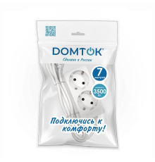 Удлинитель 2х7м с заземл. 16А IP20 3.5кВт ПВС 3х1 бел. DOMTOK 2388