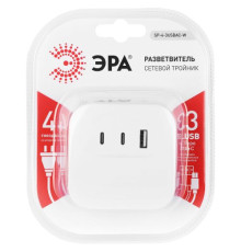 Разветвитель 4-м SP-4-3USBAC-W + 3 USB A+C со шторками 10А бел. Эра Б0069083