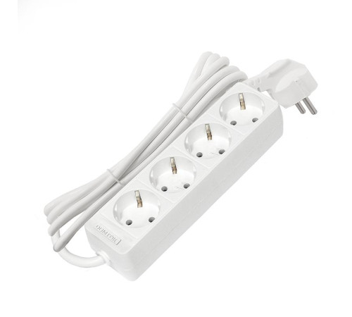 Удлинитель 4х3м с заземл. 16А IP20 3.5кВт ПВС 3х1 бел. DOMTOK 2396