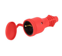 Розетка RX11-R-IP44 прямая с заземл. каучук красн. ЭРА Б0069326
