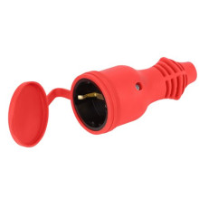 Розетка RX11-R-IP44 прямая с заземл. каучук красн. ЭРА Б0069326