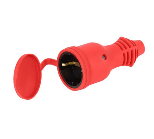 Розетка RX11-R-IP44 прямая с заземл. каучук красн. ЭРА Б0069326