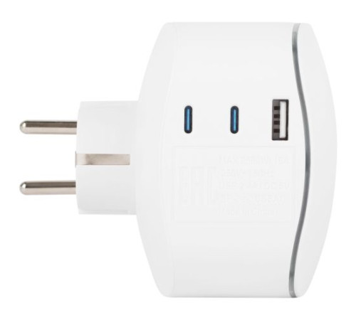 Разветвитель 3-м SP-3e-3USBAC-W + 3 USB A+C с заземл. со шторками 16А бел. Эра Б0069081