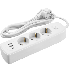Удлинитель 3х5м с заземл. 10А IP20 90 840 OPE-USB-03-500-ESC-3x1 USB 2xType-A + Type-C с кнопкой ОНЛАЙТ 90840