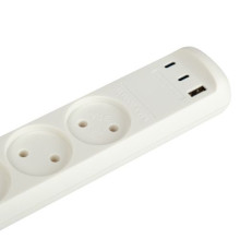 Удлинитель электрический U-3-3m-USB-W 3 розетки + 3xUSB A+C 3м 10А бел. Эра Б0069076
