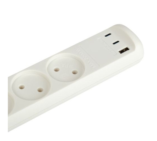 Удлинитель электрический U-3-3m-USB-W 3 розетки + 3xUSB A+C 3м 10А бел. Эра Б0069076