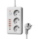 Удлинитель с сетевым фильтром 3х3м 10А 4USB + 2USBC 2500Вт ПВС 3х1 прямоуг. бел. КОСМОС FKsm3m-3gPF(W)USB