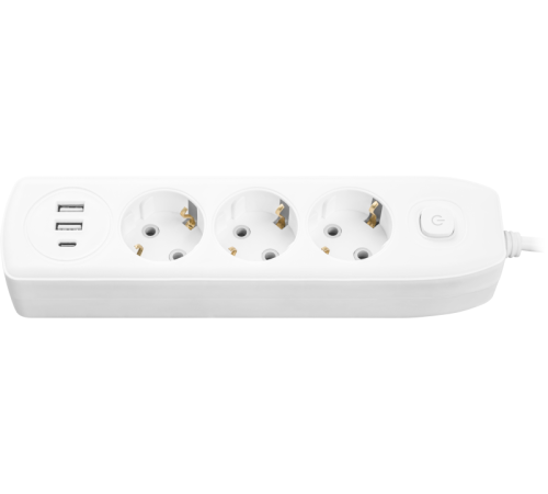 Удлинитель 3х5м с заземл. 10А IP20 90 840 OPE-USB-03-500-ESC-3x1 USB 2xType-A + Type-C с кнопкой ОНЛАЙТ 90840