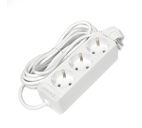 Удлинитель 3х5м с заземл. 10А IP20 2.2кВт ПВС 3х0.75 бел. DOMTOK 2376