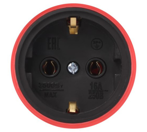 Розетка RX11-R-IP44 прямая с заземл. каучук красн. ЭРА Б0069326