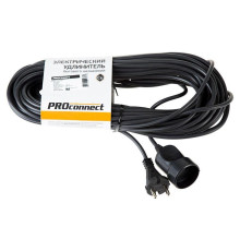 Удлинитель-шнур 1х20м без заземл. 6А IP20 1.3кВт ПВС 2х0.75 черн. PROCONNECT 11-7115