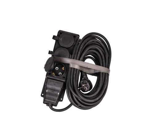 Удлинитель на каучуковой колодке 3х10м 16А 250В 4000Вт IP44 каучук КГ 3х2.5 черн. УХз16 Россия КОСМОС YKsm10m-3g(16A)KG-B